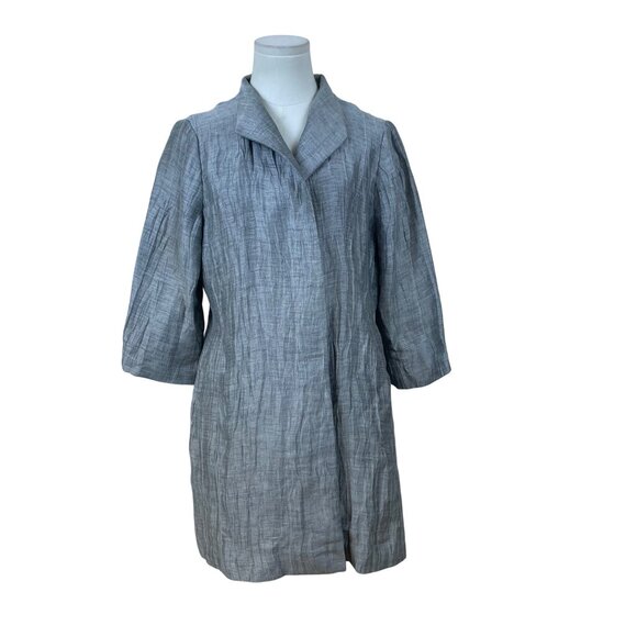 Eileen Fisher Women's Gray Textured Jacket 3/4 Sleeves Button-Up Front Sz S/P - Picture 1 of 9